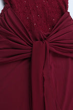 Off Shoulder Lace Up Pleated Maxi Dress Lavish Daily
