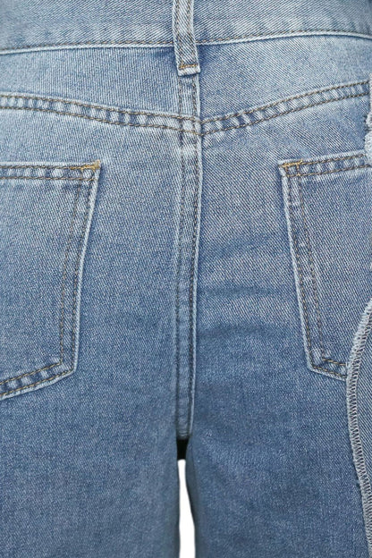 Double Denim Baggy Capri Jeans Lavish Daily