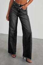 Raw Hem Wide Leg Jeans Lavish Daily