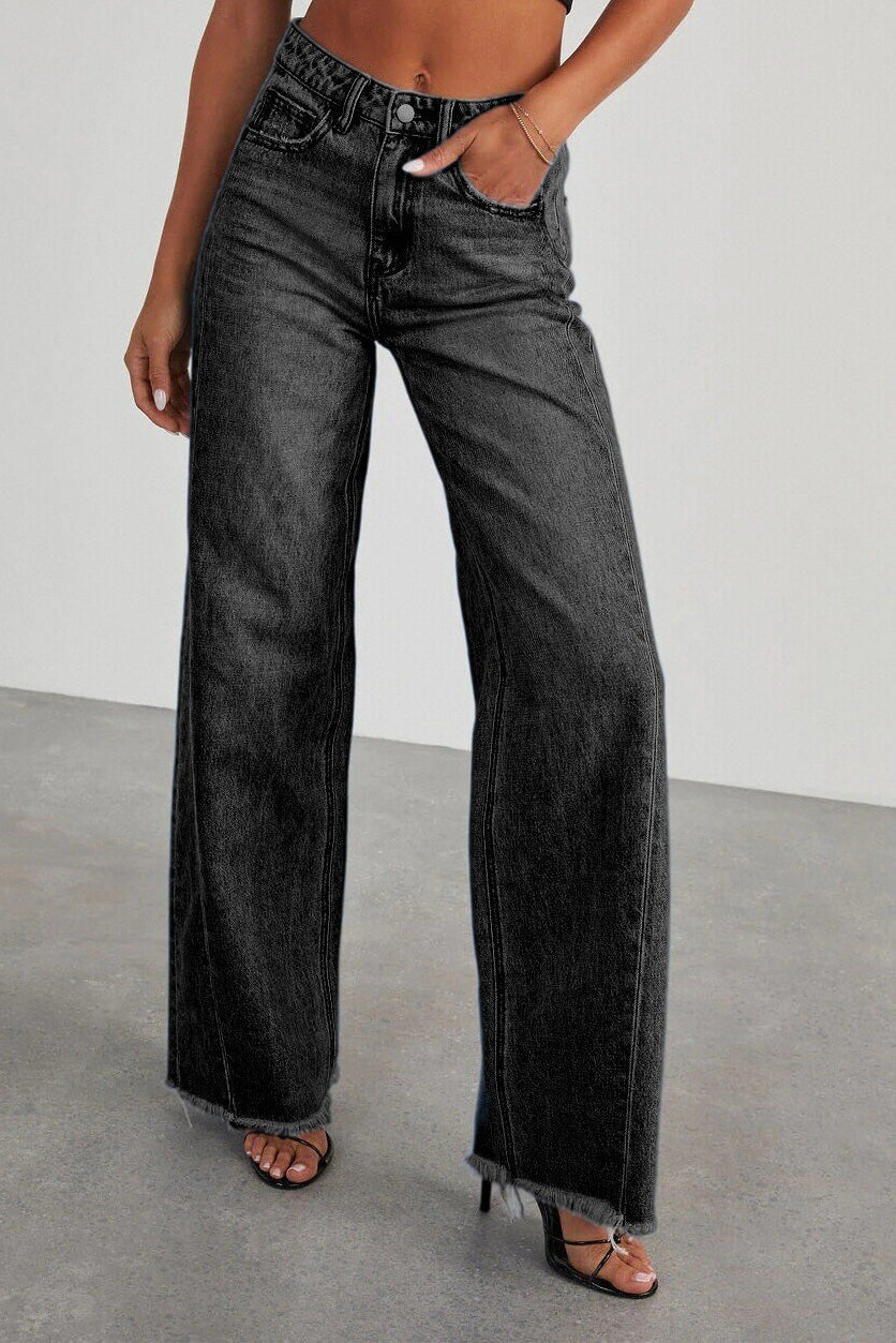 Raw Hem Wide Leg Jeans Lavish Daily