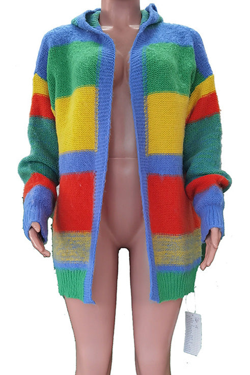Colorblock Hoodie Cardigan Lavish Daily