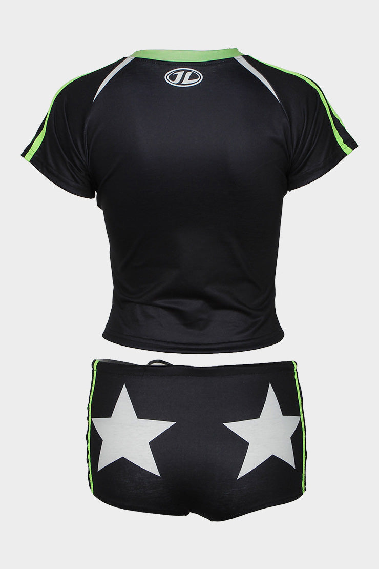 Letter Print Crop Top & Shorts 2 Piece Set Lavish Daily