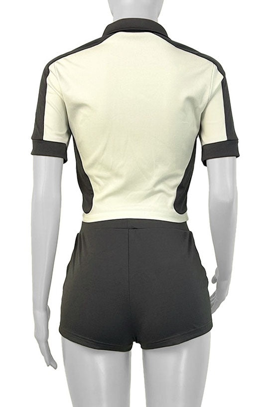 Long Sleeve Zipper Bodycon Shorts Tracksuit Sets Lavish Daily