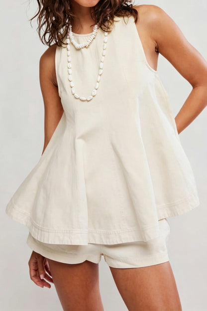 2-Piece Denim Babydoll Shorts Set LavishDaily