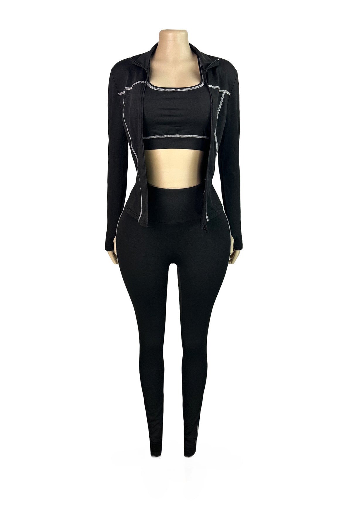 Sport Bra Zip Jacket Leggings Set Lavish Daily