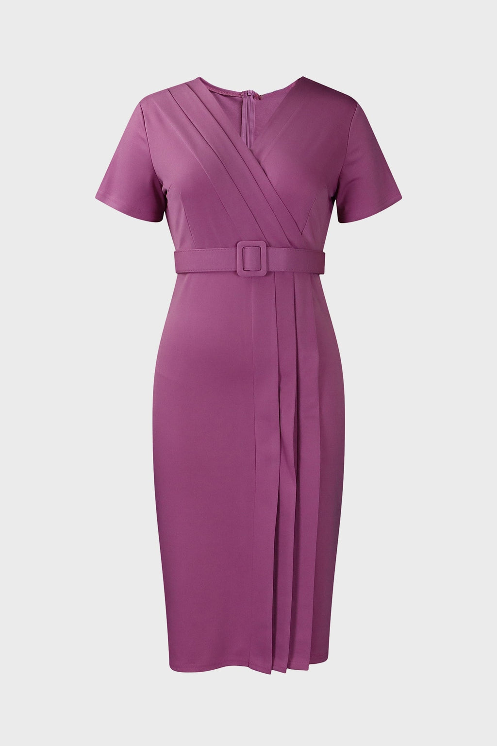 V-neck Short Sleeve High Waist Slim Dress Lavish Daily