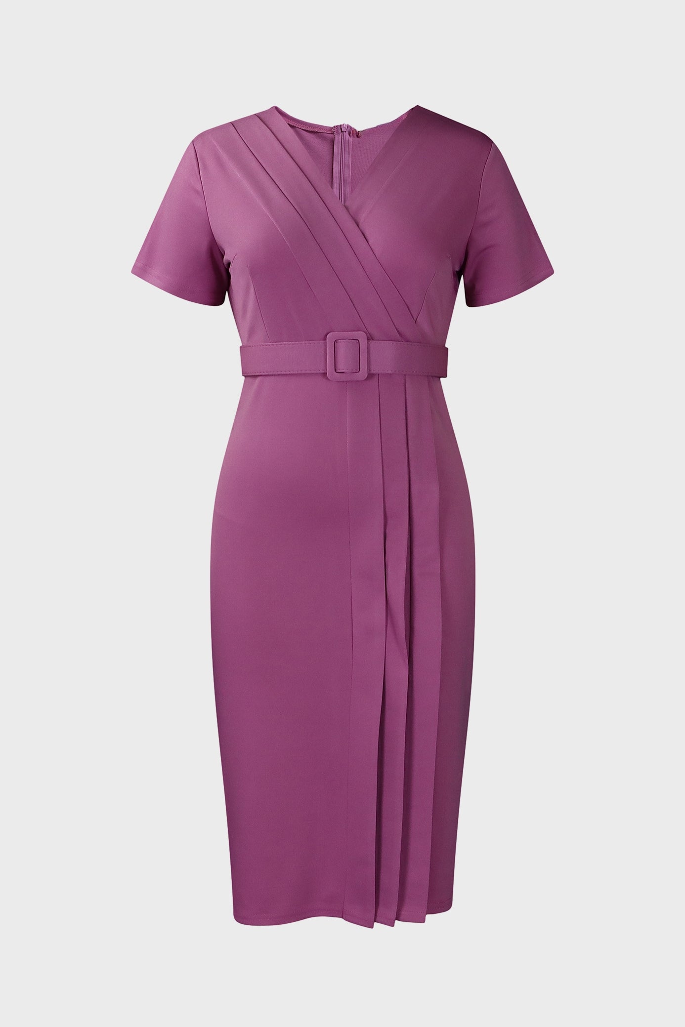 V-neck Short Sleeve High Waist Slim Dress Lavish Daily