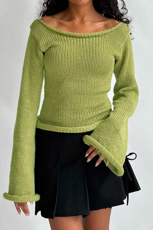 Off Shoulder Knitted Sweater Lavish Daily