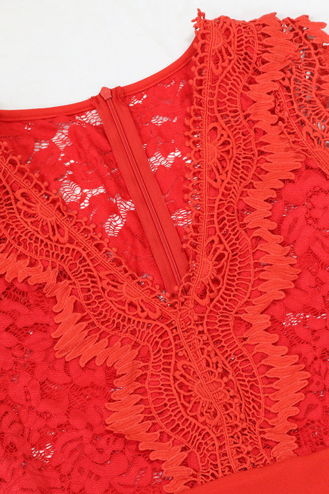 Crochet Lace See-Through Top Jumpsuit Lavish Daily