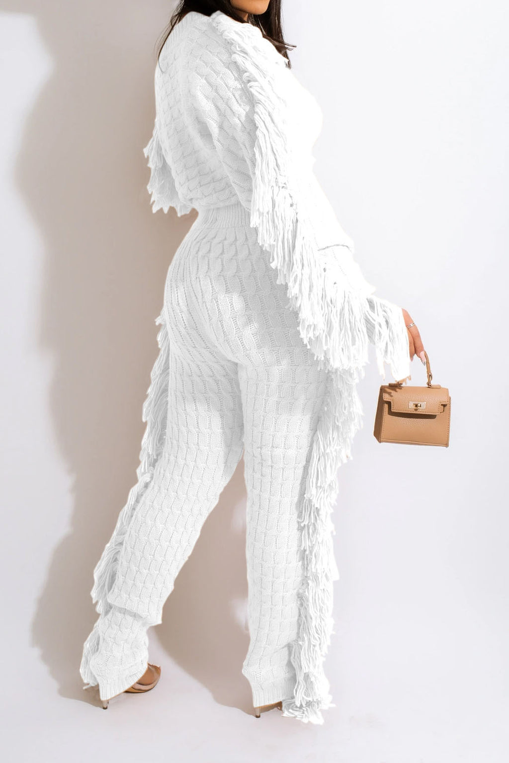 Knit Fringe Pants Set Lavish Daily