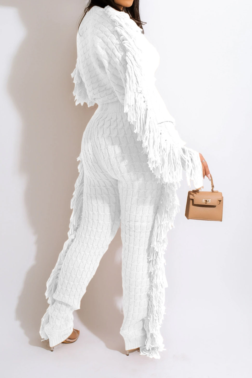 Knit Fringe Pants Set Lavish Daily