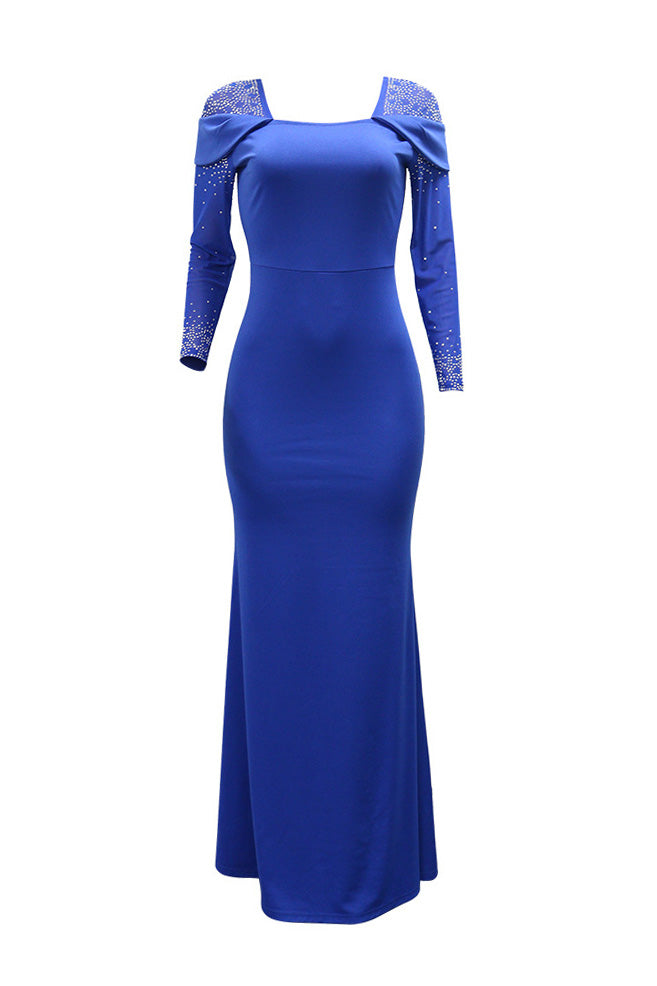 Square Neck Long Sleeve Bodycon Maxi Dress Lavish Daily