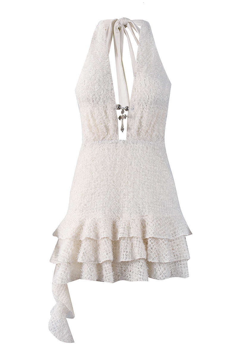 V-Neck Halter Backless Mini Dress Lavish Daily