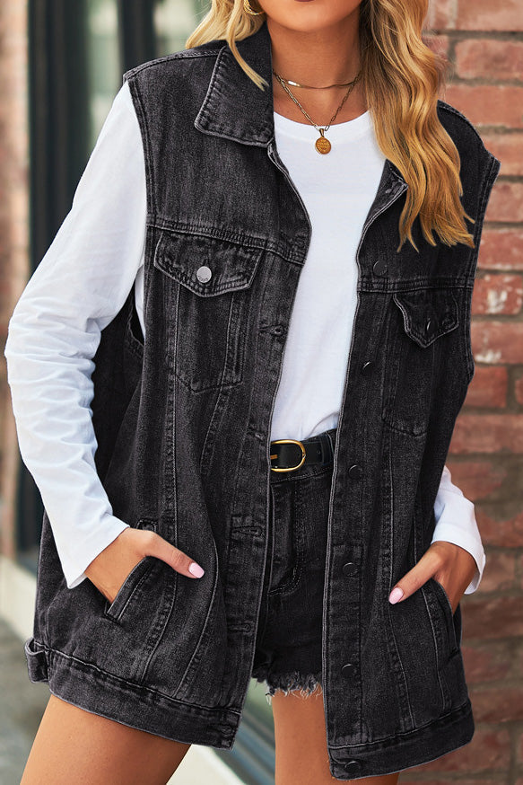 Vintage Distressed Denim Vest Jacket Lavish Daily