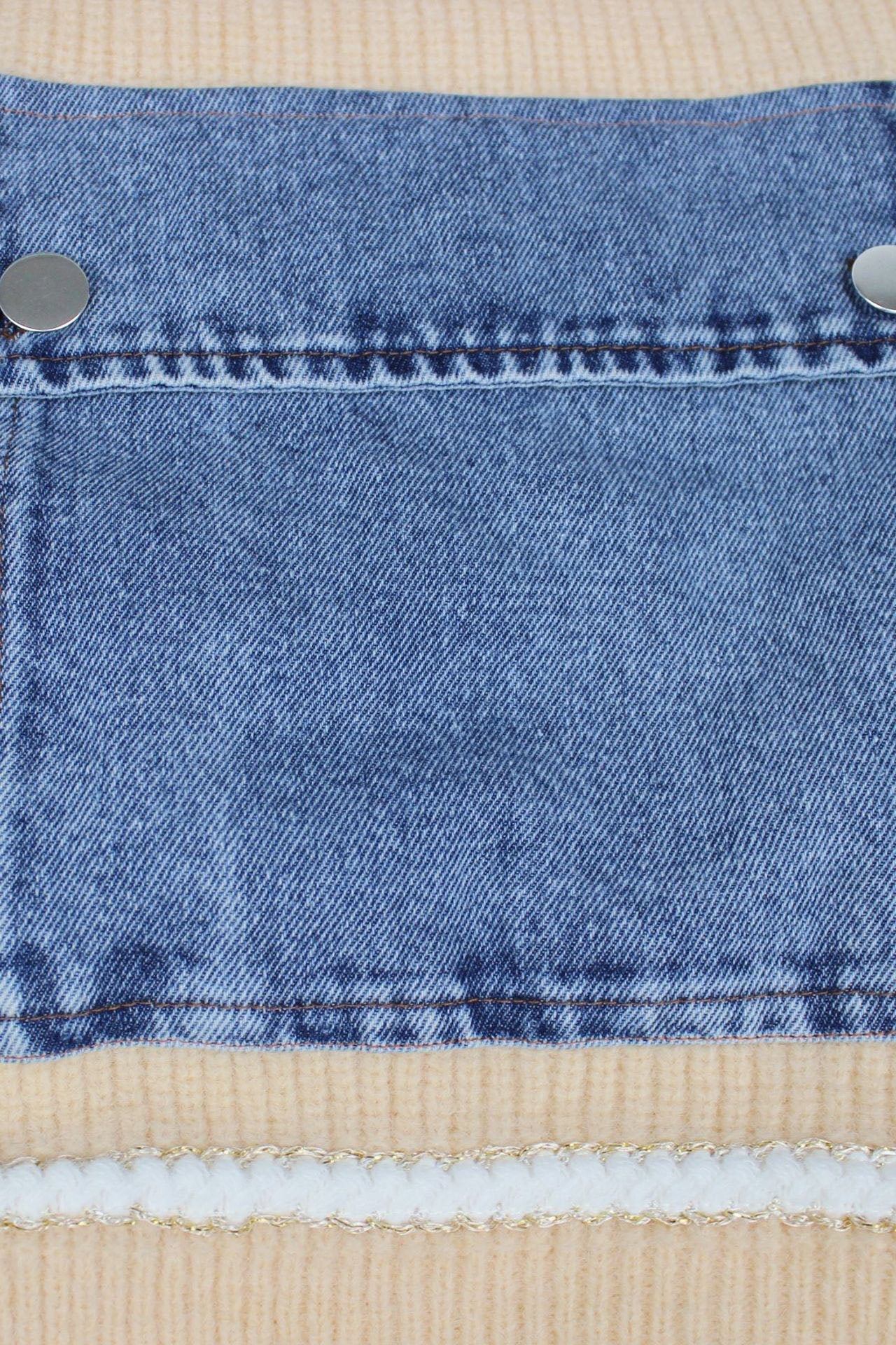 Denim Combo Cardigan Lavish Daily