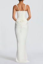 Corset Lace-Up Back Draped Maxi Dress Lavish Daily