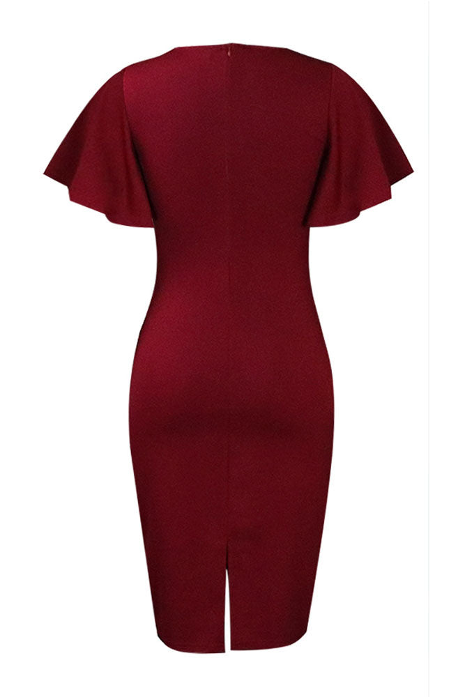 Midi Bodycon Ruffle Sleeve Dress Lavish Daily