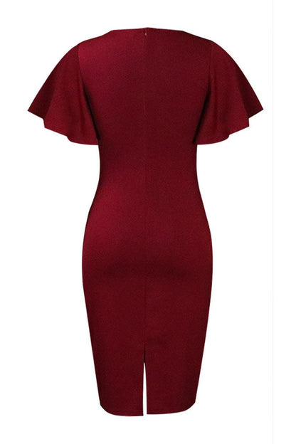 Midi Bodycon Ruffle Sleeve Dress Lavish Daily