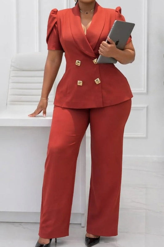 Double Breasted Blazer & Pants Matching Set Lavish Daily