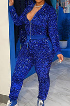 Sequin Zip Up Sweatpants Tracksuit 2 Set Lavish Daily