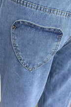 High Waist Heart Pocket Straight Leg Jeans Lavish Daily