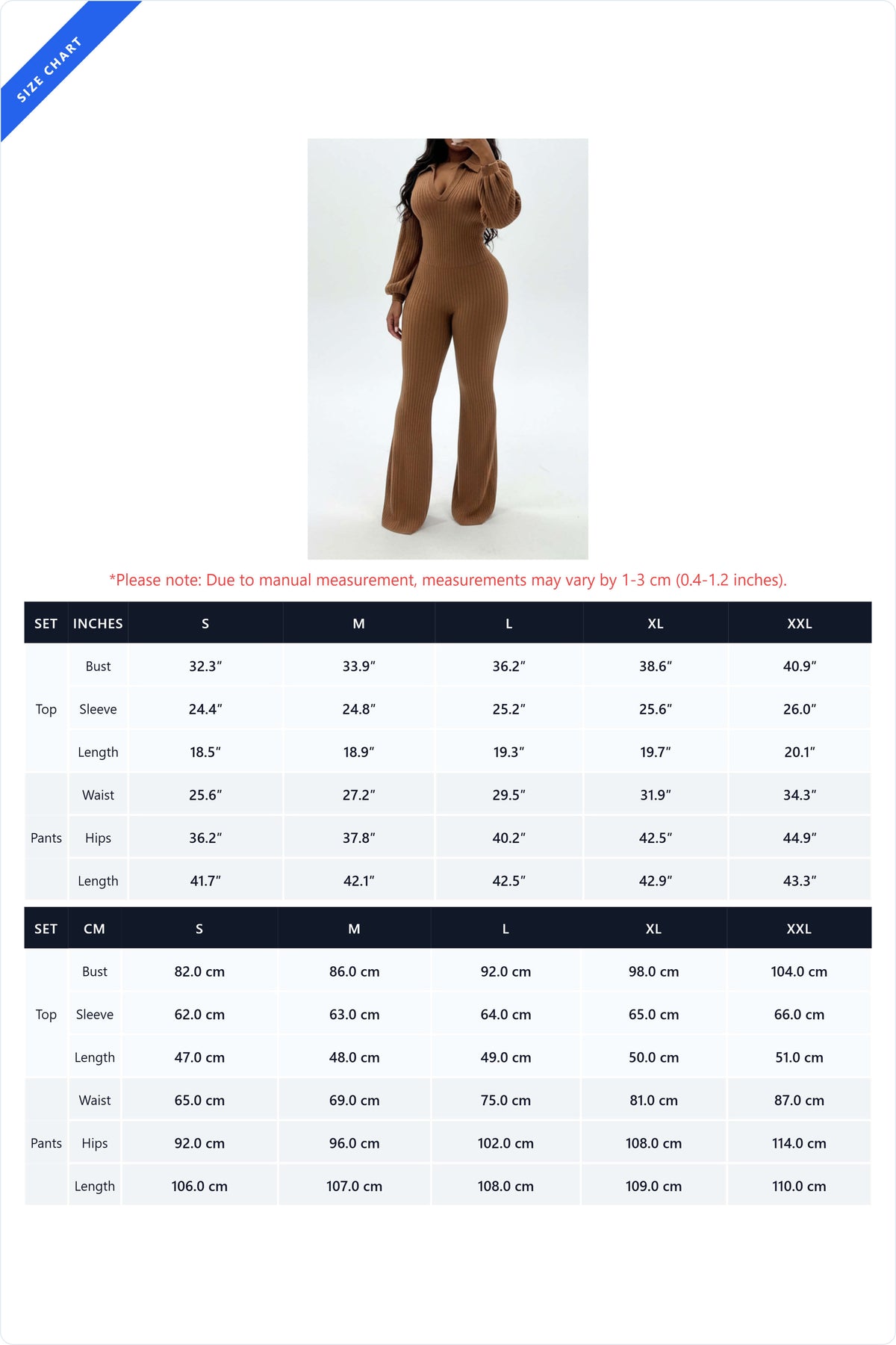 Ribbed Knit Collared Flare Pant 2-Piece Set Lavish Daily