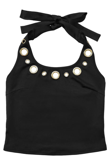Grommet Halter Neck Two Piece Set Lavish Daily