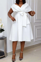 Fallen Shoulder Midi Dress Lavish Daily