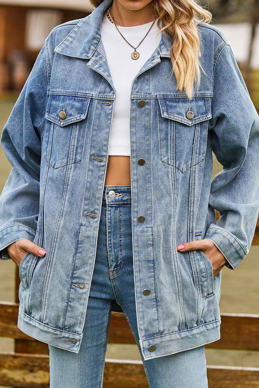 Trendy Women's Button-Up Denim Jacket Lavish Daily