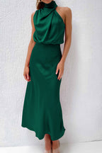 Satin Mock-Neck Slip Dress Lavish Daily