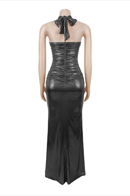 Metallic Hardware Cutout Maxi Dress Lavish Daily