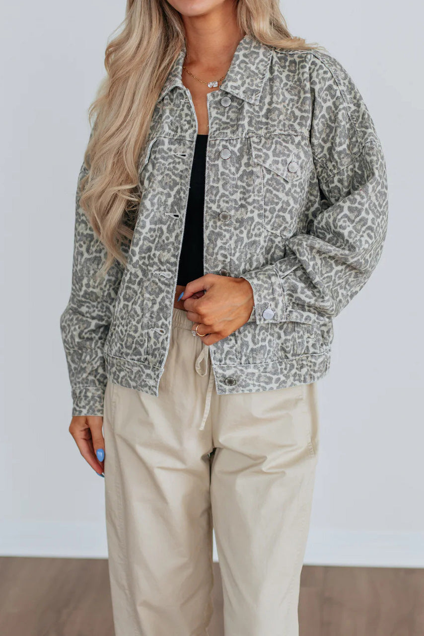 Loose Washed Printed Denim Jacket Lavish Daily