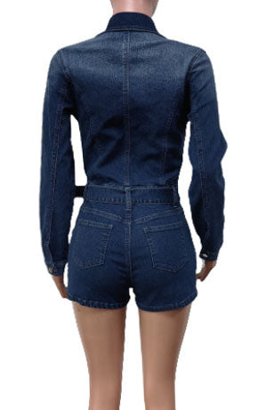 Denim Stretch Romper Lavish Daily