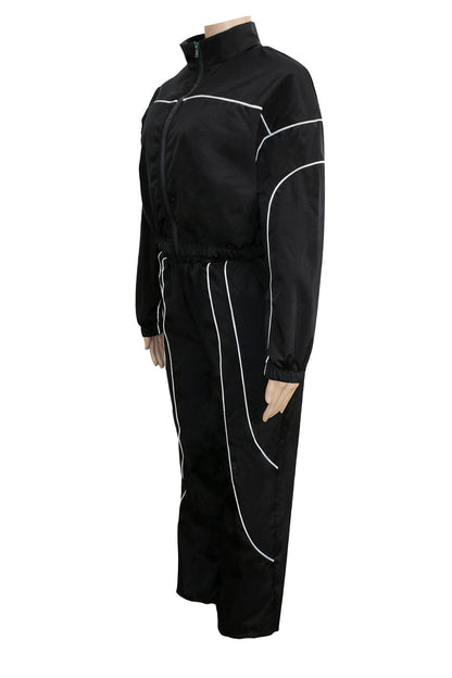 Contrast Piping Zip Pant Set Lavish Daily
