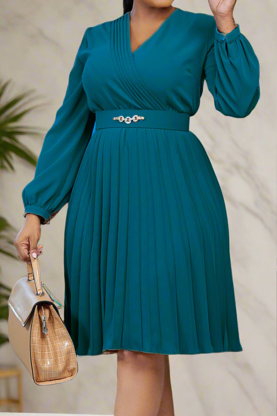 V Neck Long Sleeve Evening Long Dress Lavish Daily