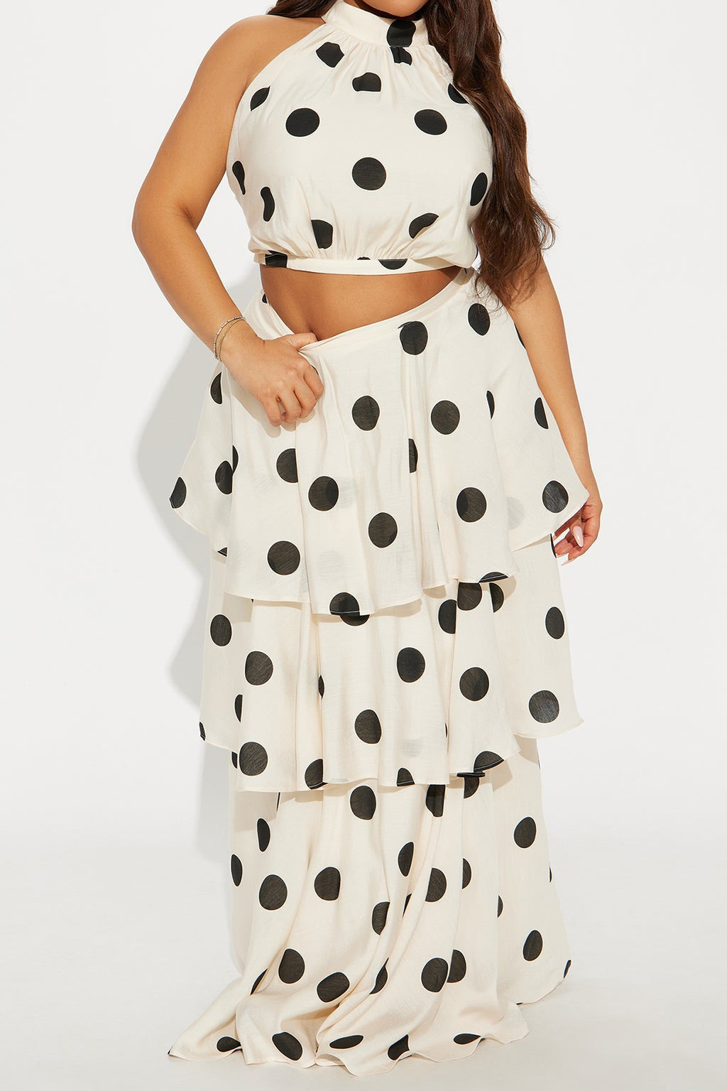 Halter Crop Top & Tiered Ruffle Maxi Set Lavish Daily