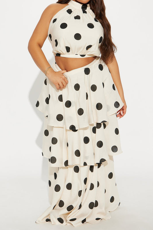 Halter Crop Top & Tiered Ruffle Maxi Set Lavish Daily