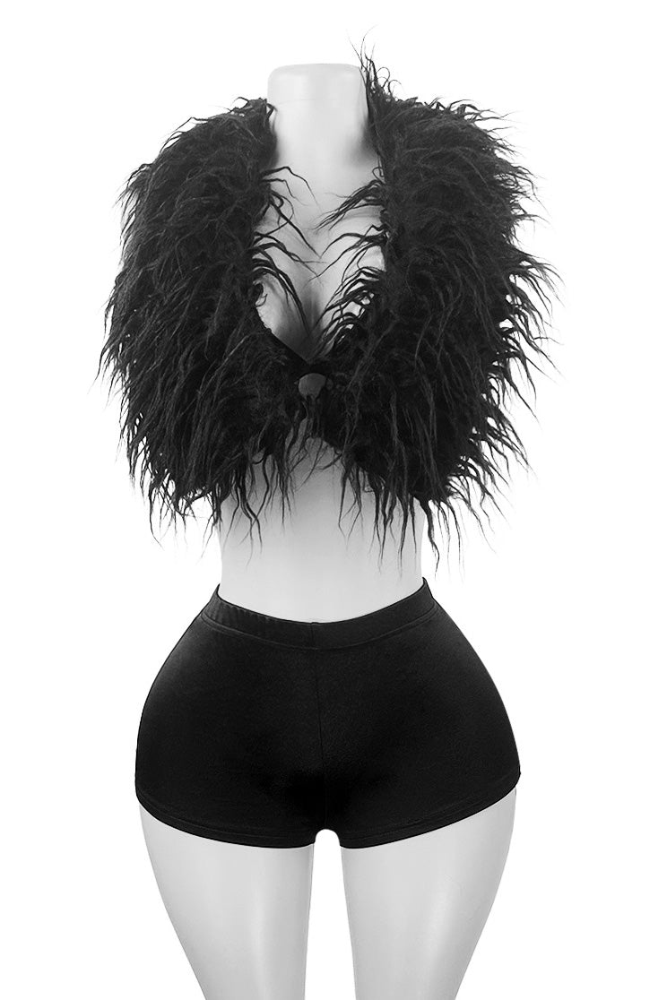Elegant Feather Halter Tie Shorts Set Lavish Daily
