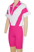 Color-Block Zip Crop Top & Biker Short Set Lavish Daily