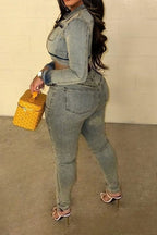 Denim Jacket & Pants Set Lavish Daily