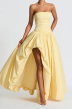 Strapless Ruched High-Slit Evening Gown Lavish Daily