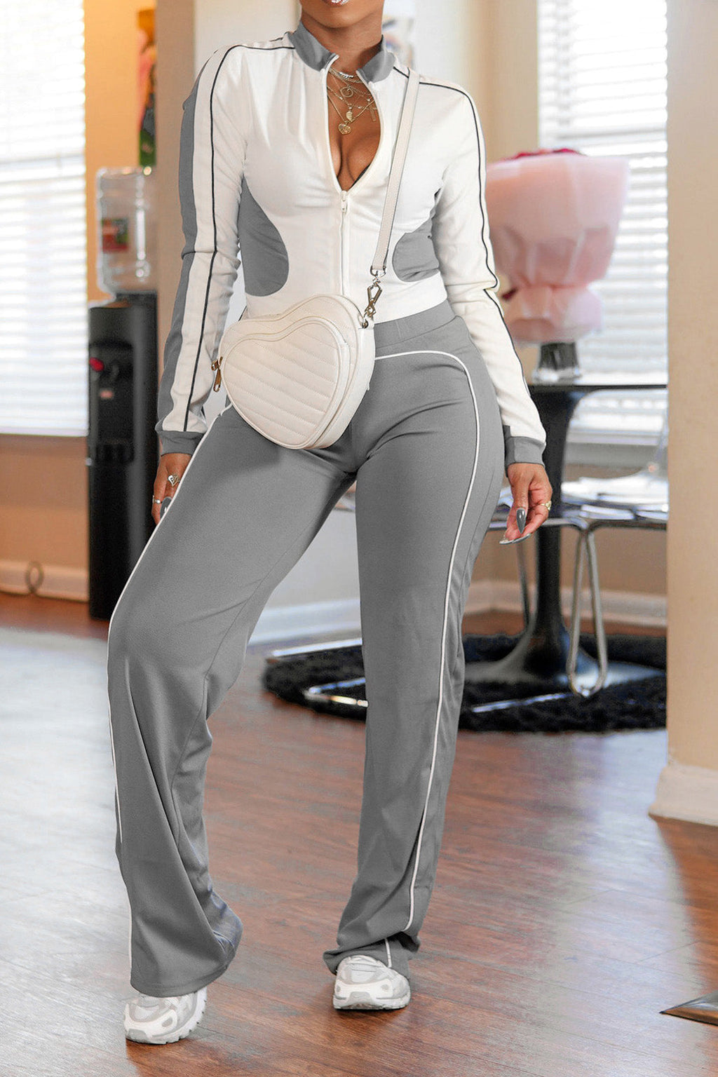 Zip-up Top & Pants Set Lavish Daily