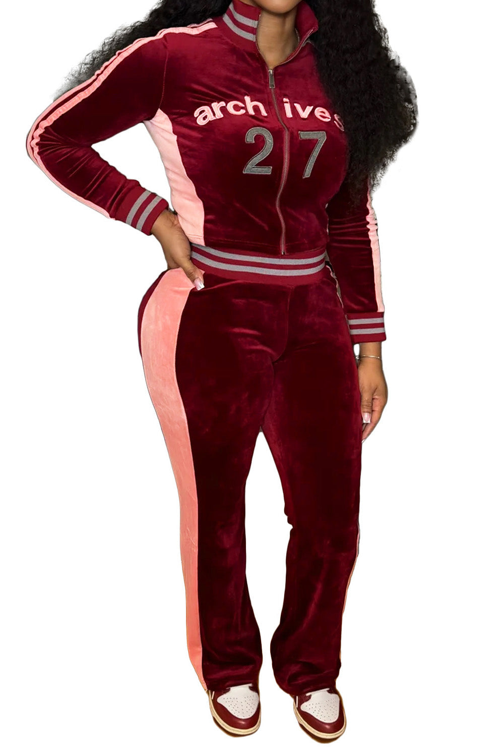 Graphic Velour Flared Track Set Lavish Daily