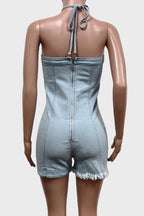 Hanging Neck and Backless Elastic Romper Lavish Daily