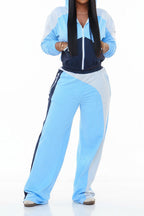 Colorblock Zip Front Hoodie and Pants Set Lavish Daily