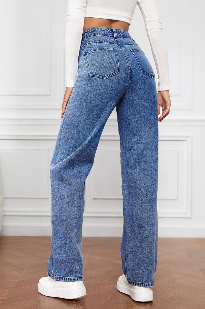 High-Waisted Straight Leg Jeans Lavish Daily