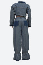 Contrast Cropped Jacket & Pant Set Lavish Daily