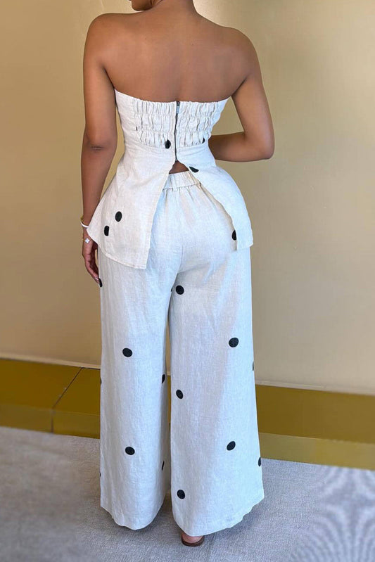 Polka Dot Peplum Pant Set Lavish Daily
