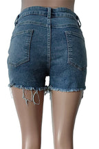 Rise Raw Hem Denim Mini Shorts Lavish Daily