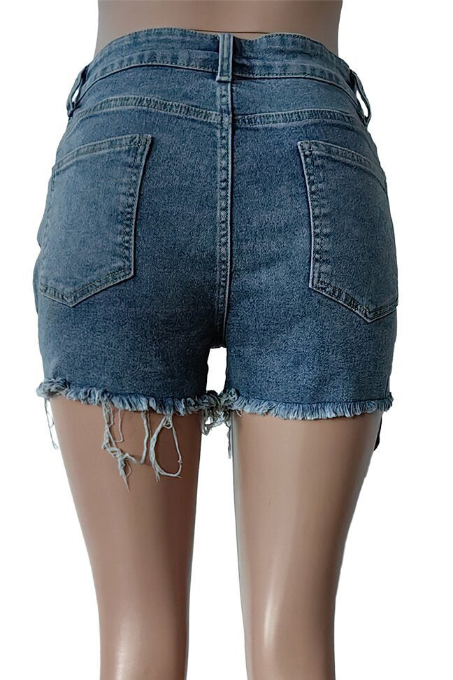 Rise Raw Hem Denim Mini Shorts Lavish Daily